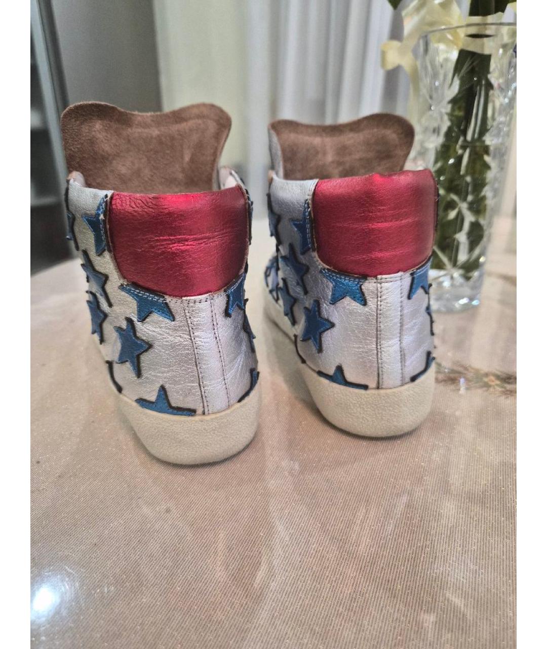 SAINT LAURENT Серебряные кожаные кеды, фото 4