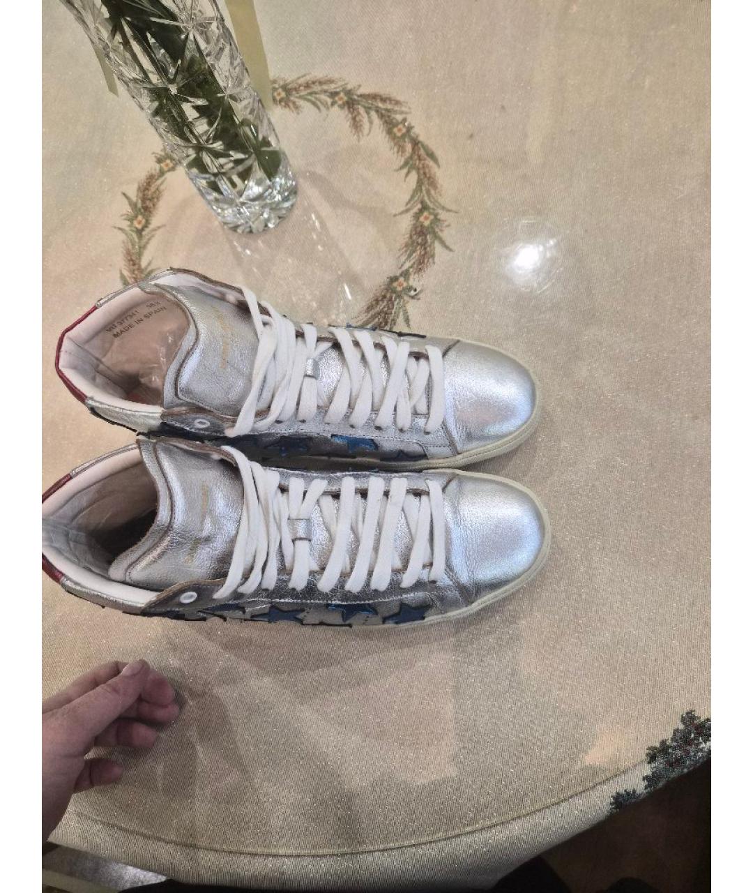 SAINT LAURENT Серебряные кожаные кеды, фото 5