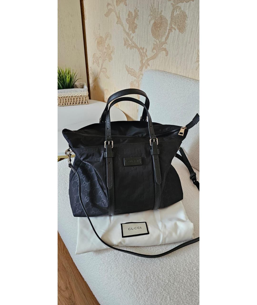 GUCCI Черная тканевая сумка с короткими ручками, фото 3