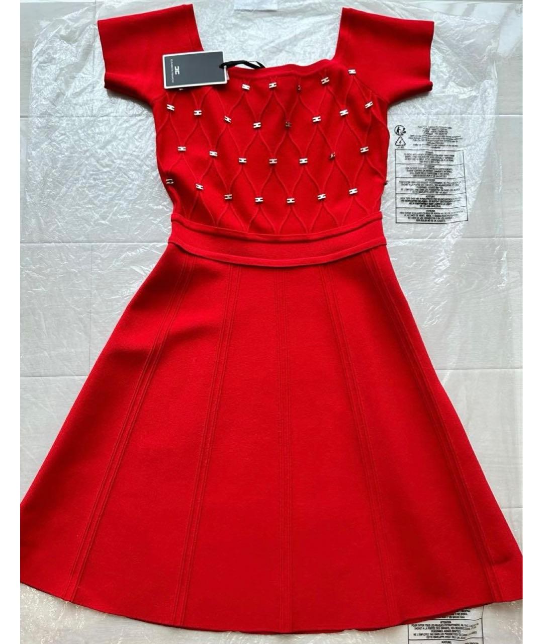 ELISABETTA FRANCHI Красное хлопковое повседневное платье, фото 2