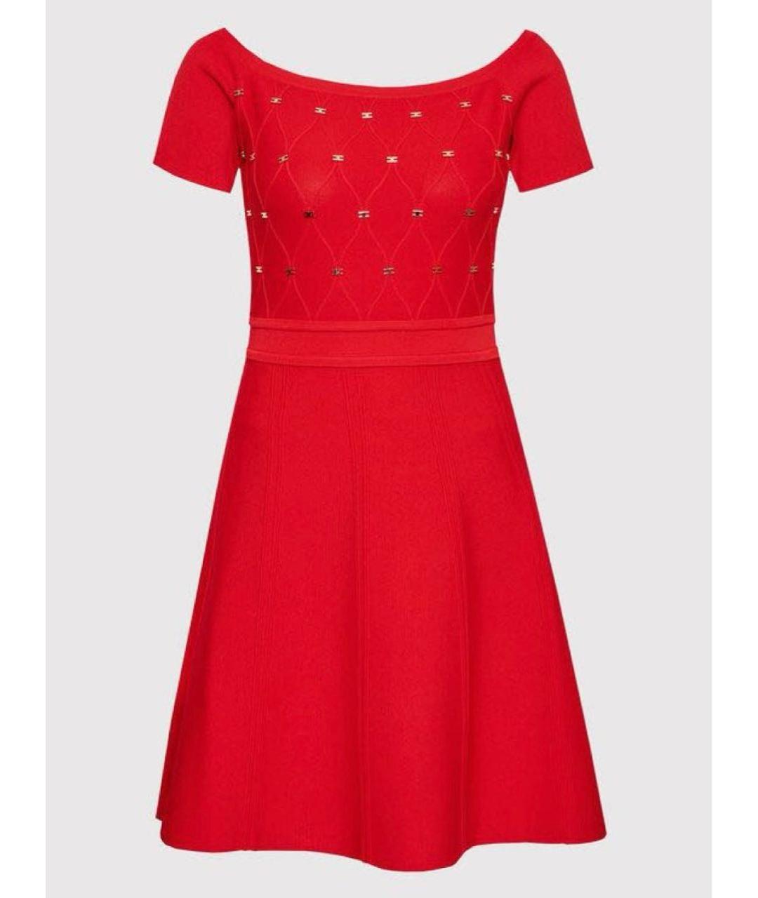 ELISABETTA FRANCHI Красное хлопковое повседневное платье, фото 8