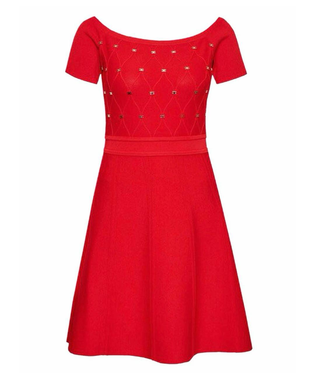ELISABETTA FRANCHI Красное хлопковое повседневное платье, фото 9