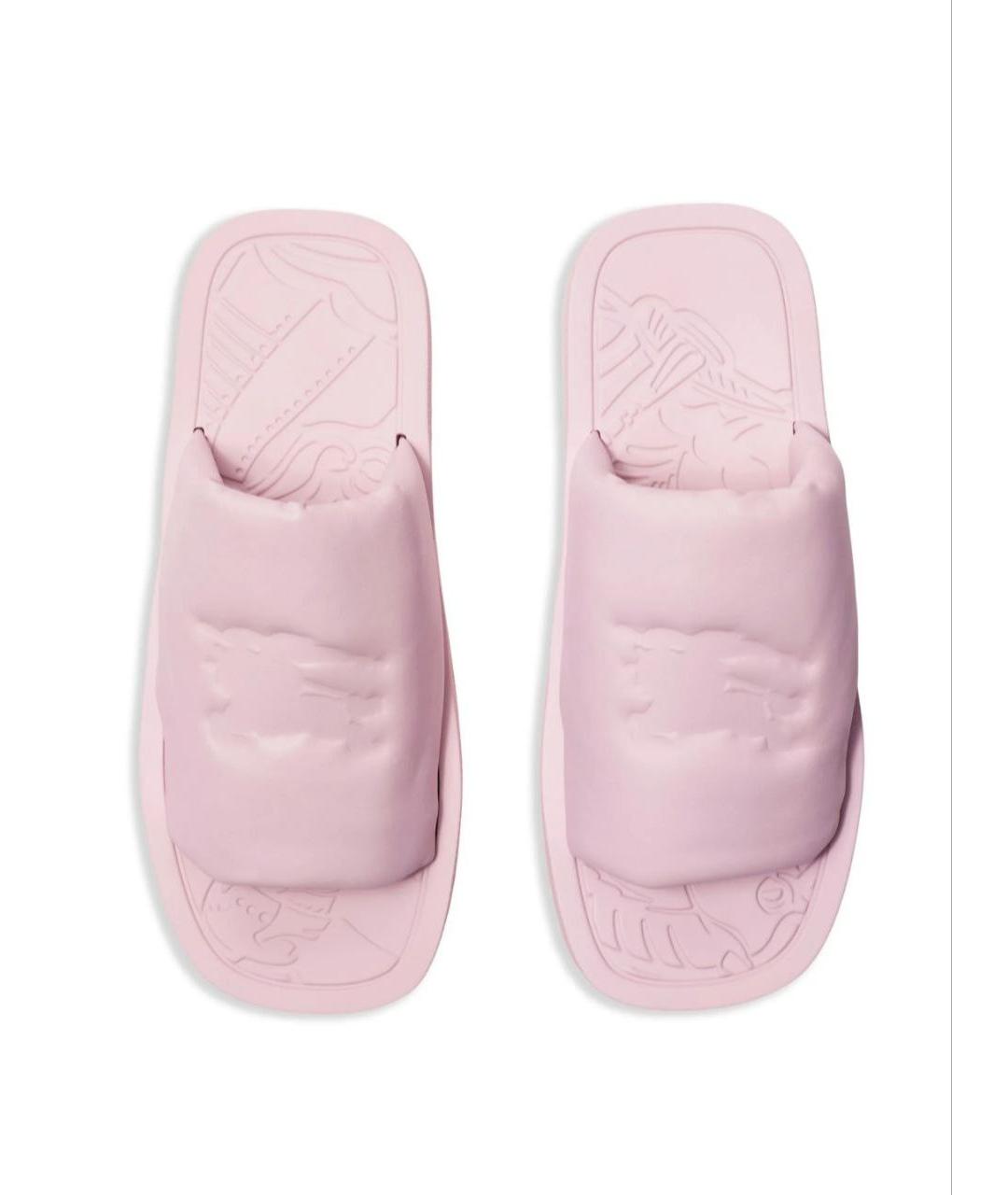 BURBERRY Розовые шлепанцы из искусственной кожи, фото 2