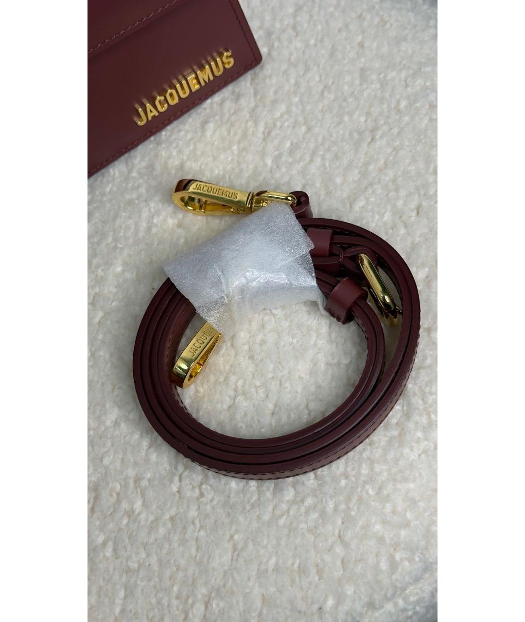 JACQUEMUS Бордовая кожаная сумка с короткими ручками, фото 6
