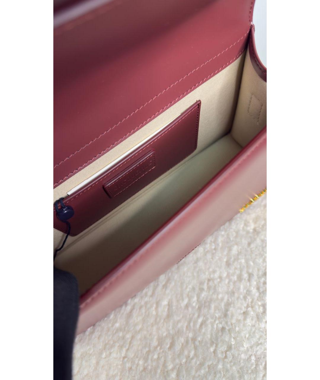 JACQUEMUS Бордовая кожаная сумка с короткими ручками, фото 4
