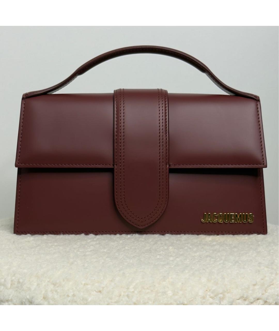 JACQUEMUS Бордовая кожаная сумка с короткими ручками, фото 9