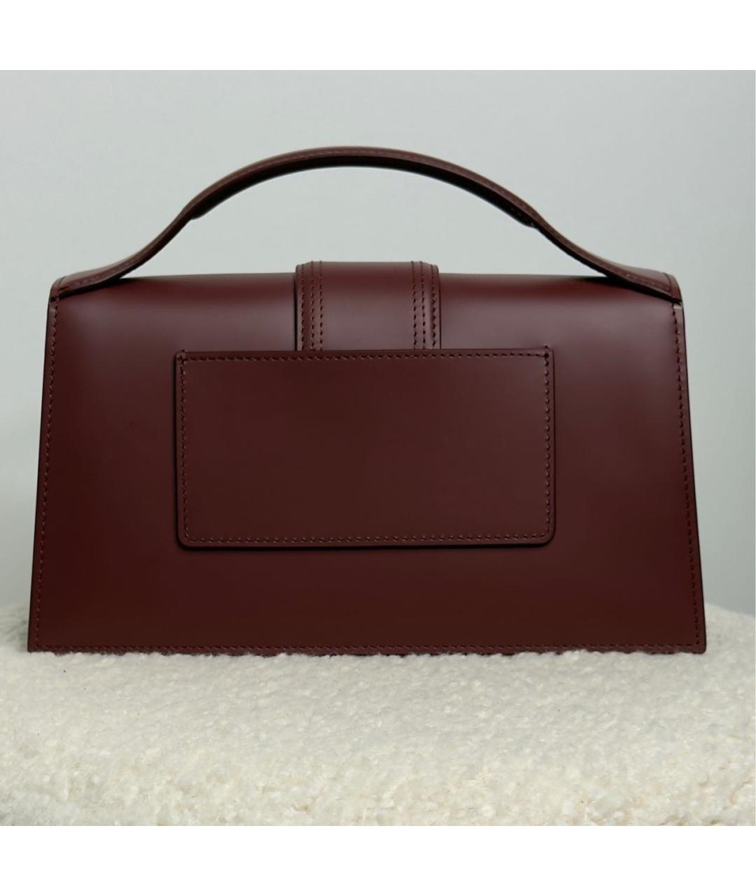 JACQUEMUS Бордовая кожаная сумка с короткими ручками, фото 3
