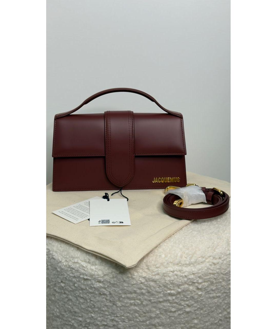 JACQUEMUS Бордовая кожаная сумка с короткими ручками, фото 7
