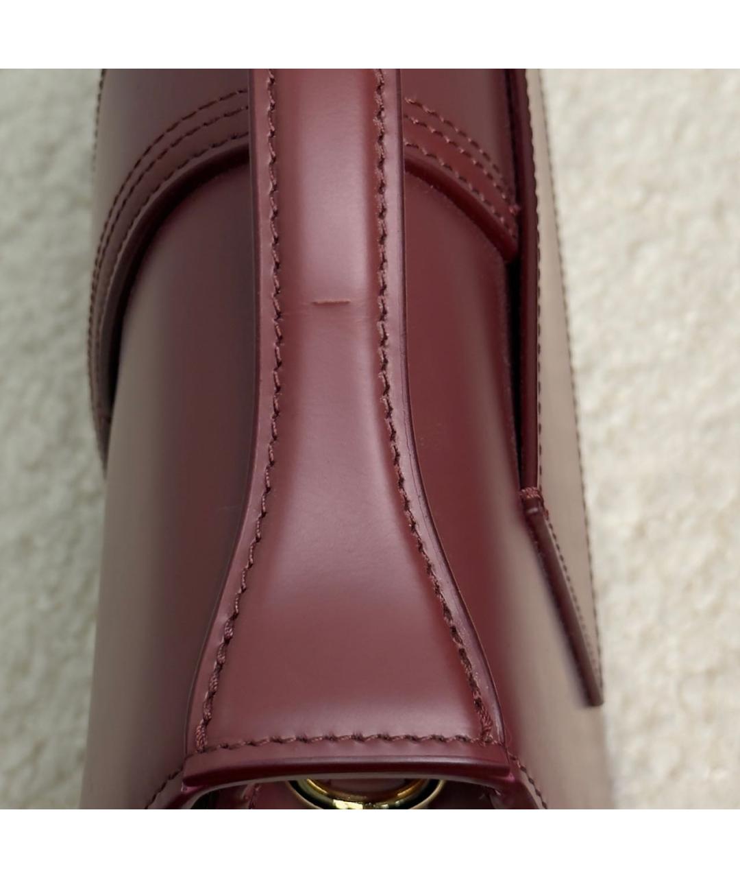 JACQUEMUS Бордовая кожаная сумка с короткими ручками, фото 8