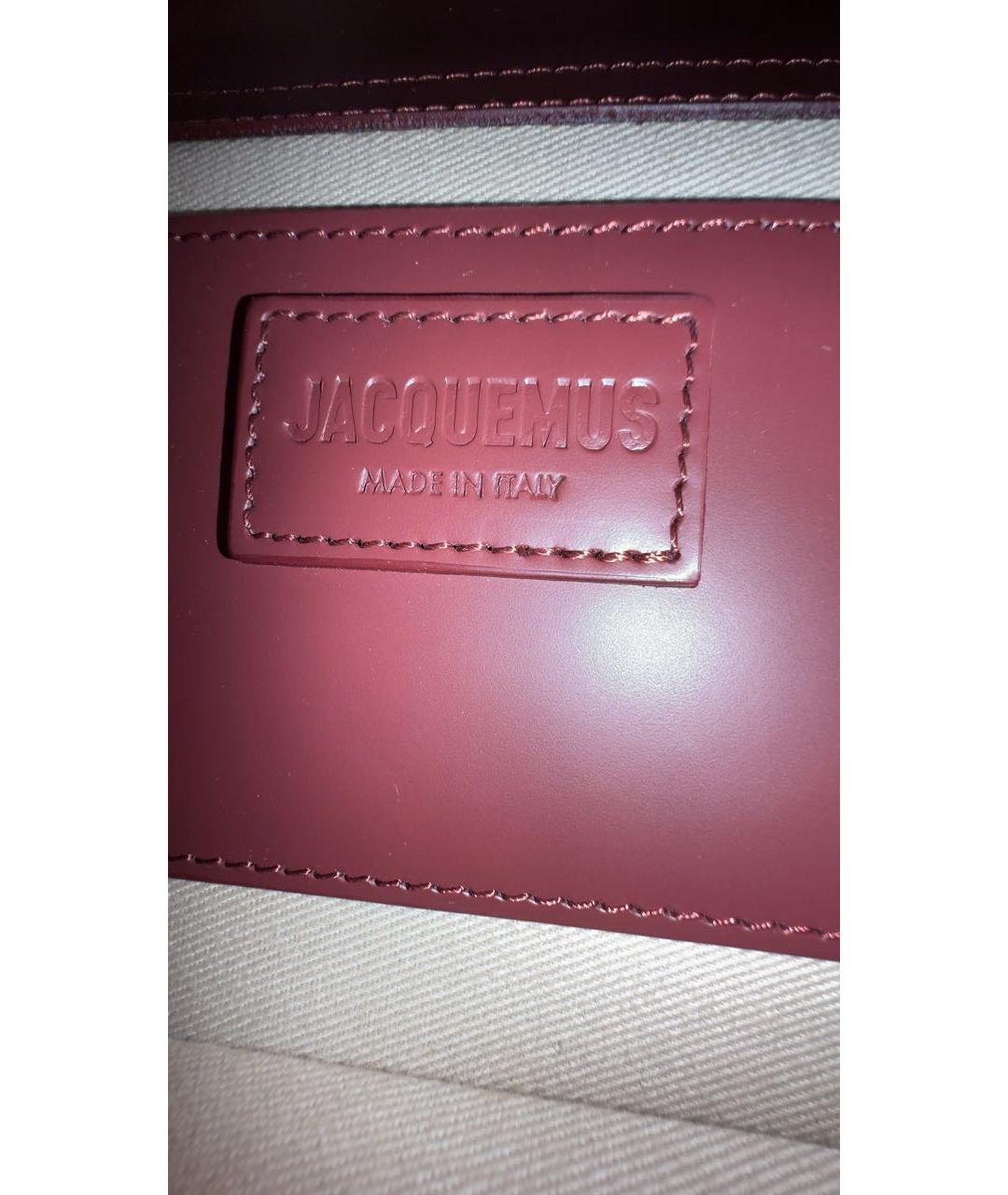 JACQUEMUS Бордовая кожаная сумка с короткими ручками, фото 5