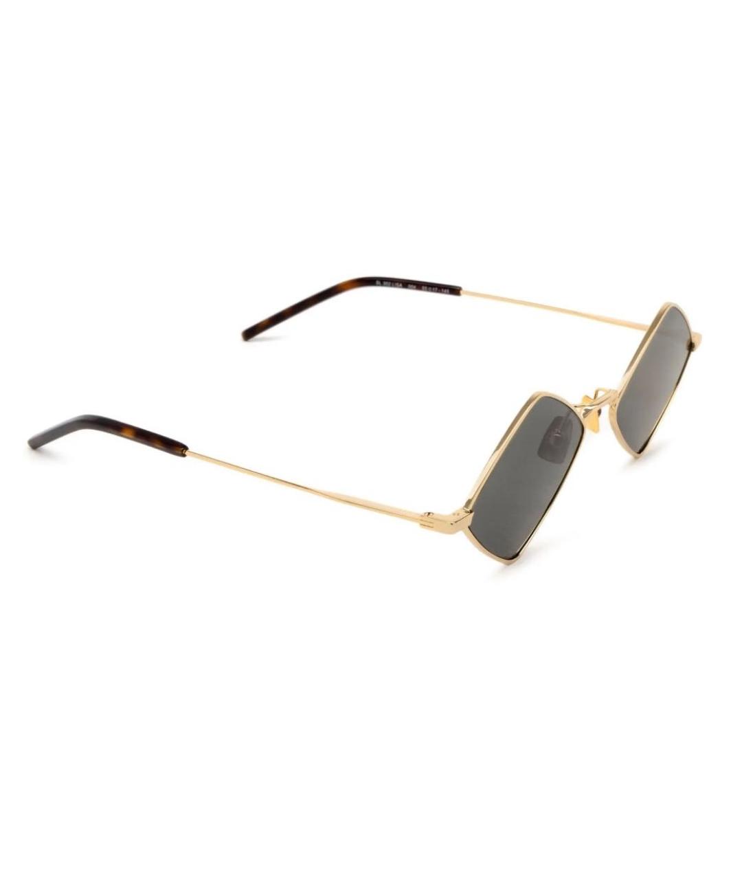 SAINT LAURENT Золотые металлические солнцезащитные очки, фото 2