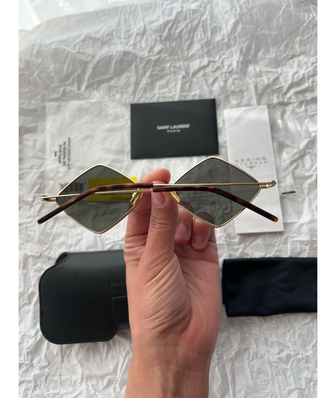SAINT LAURENT Золотые металлические солнцезащитные очки, фото 5