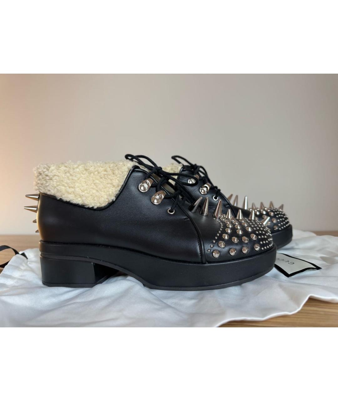 GUCCI Черные кожаные ботинки, фото 8