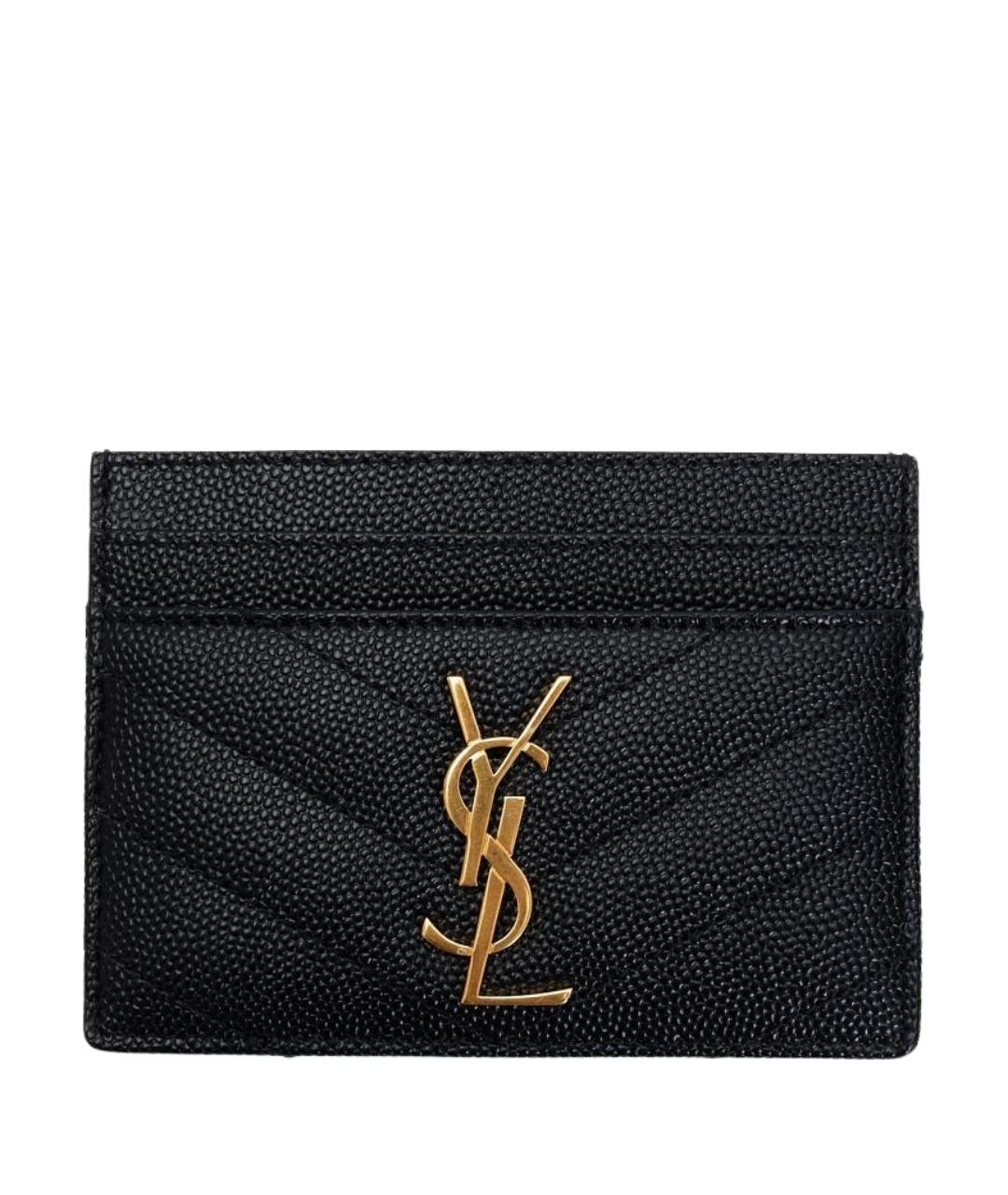 SAINT LAURENT Черный кожаный кардхолдер, фото 1