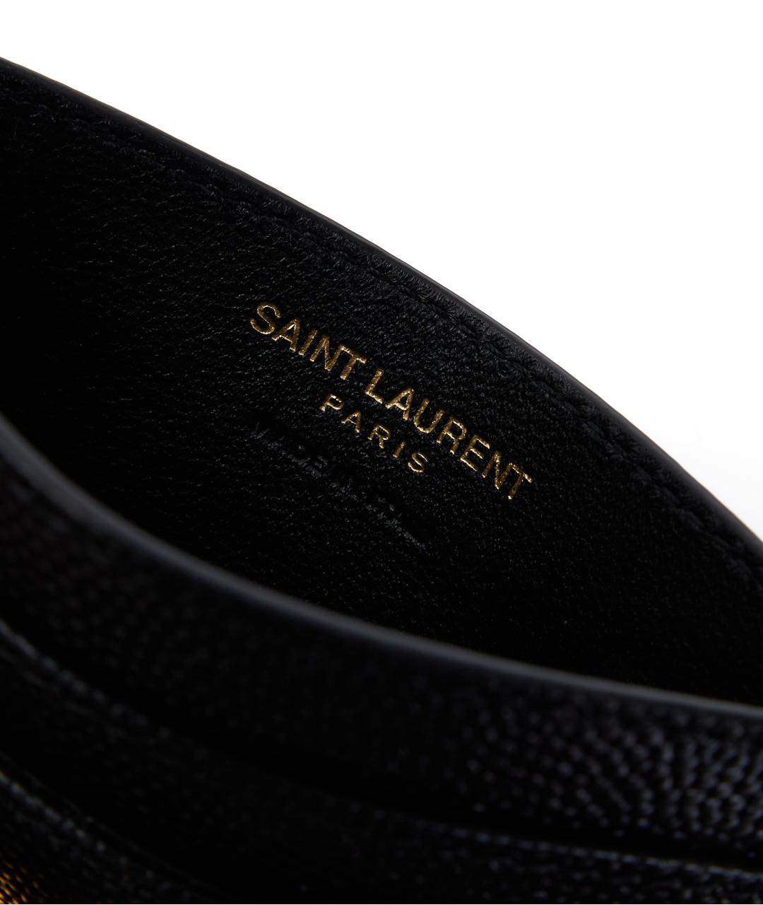SAINT LAURENT Черный кожаный кардхолдер, фото 4