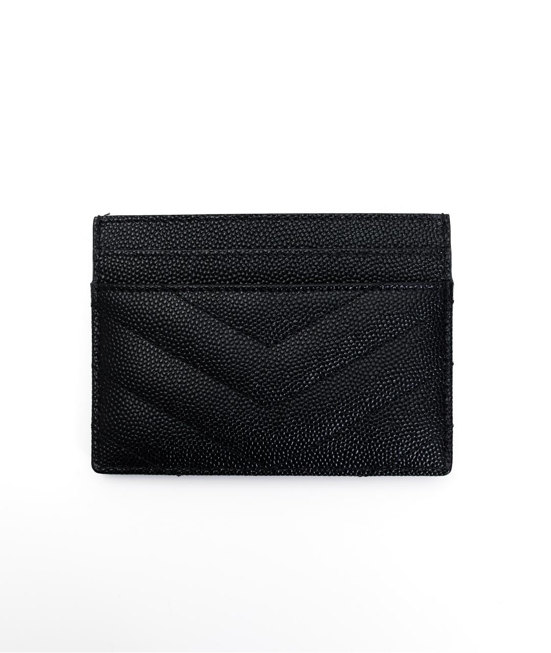 SAINT LAURENT Черный кожаный кардхолдер, фото 3