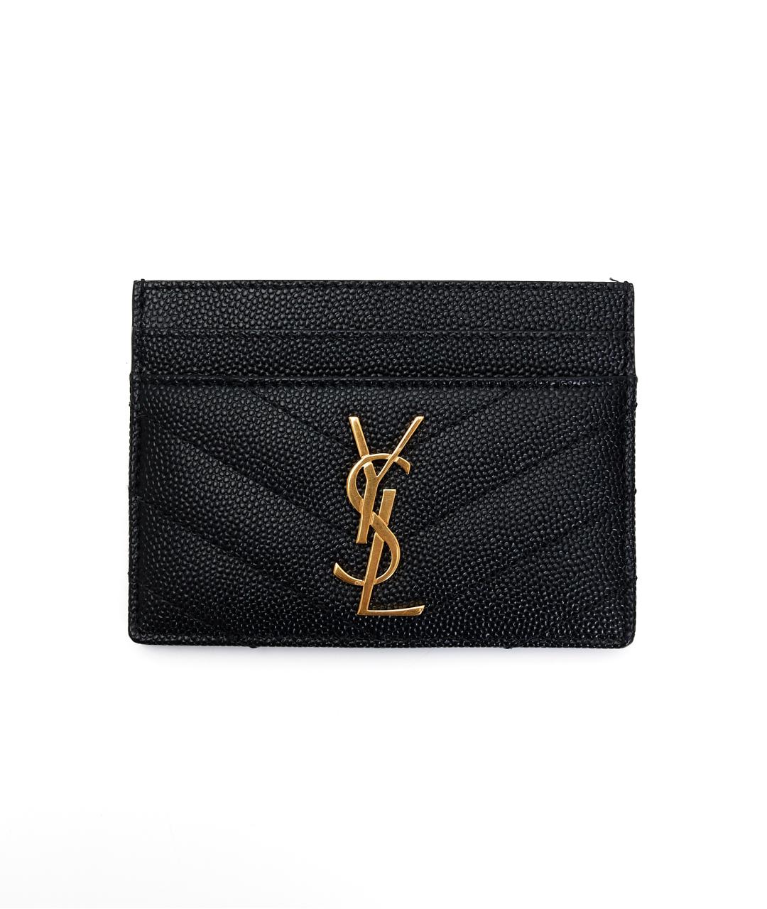 SAINT LAURENT Черный кожаный кардхолдер, фото 6