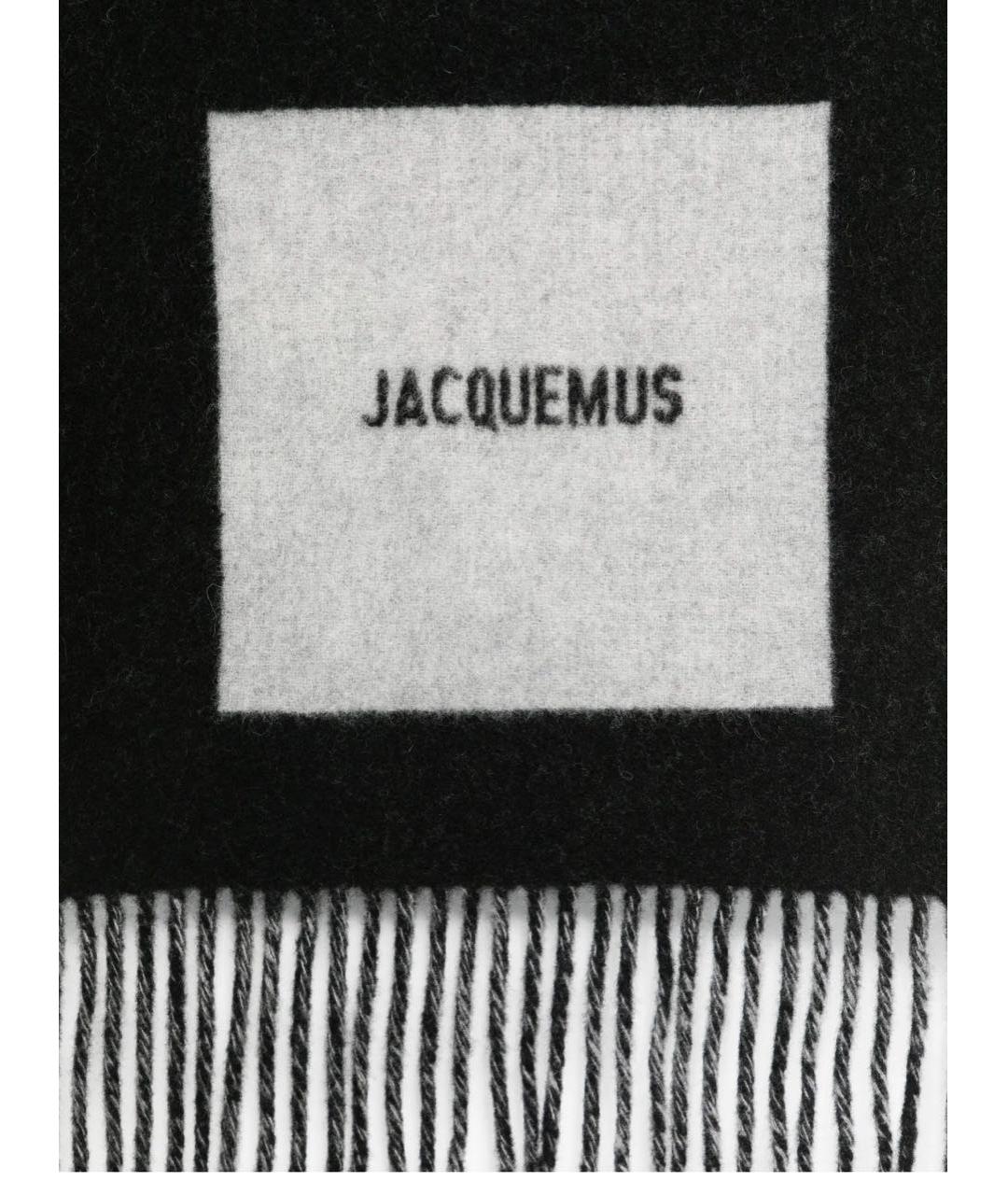 JACQUEMUS Черный шерстяной шарф, фото 2