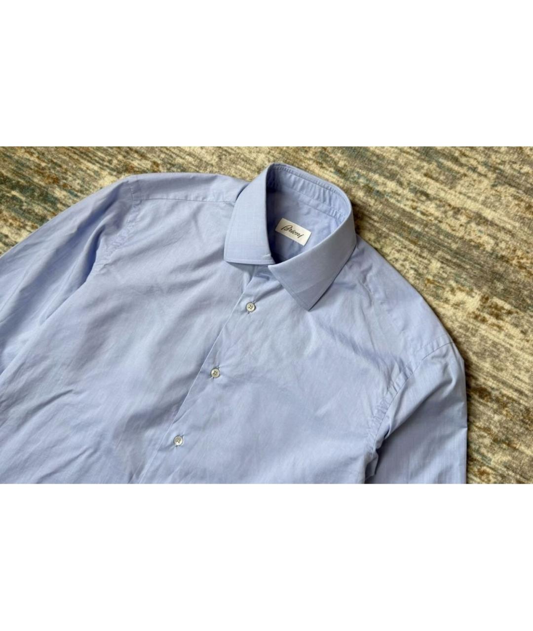 BRIONI Голубая хлопковая классическая рубашка, фото 2