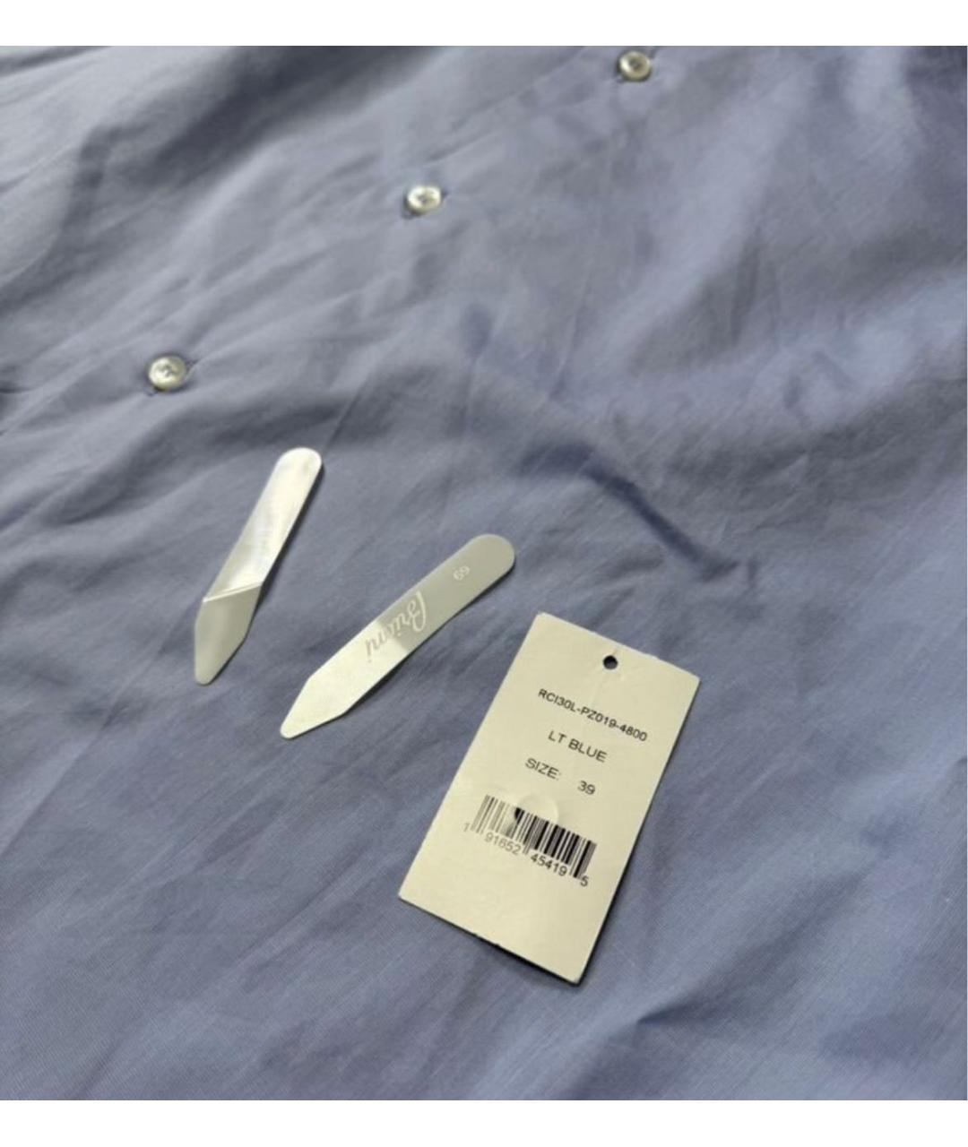 BRIONI Голубая хлопковая классическая рубашка, фото 6