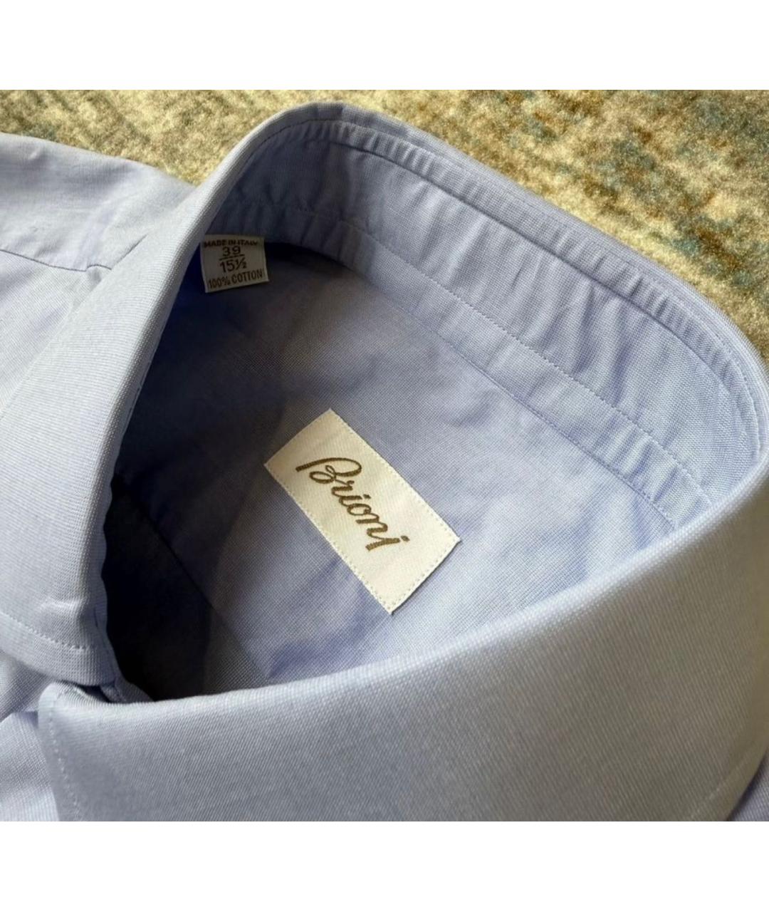 BRIONI Голубая хлопковая классическая рубашка, фото 3