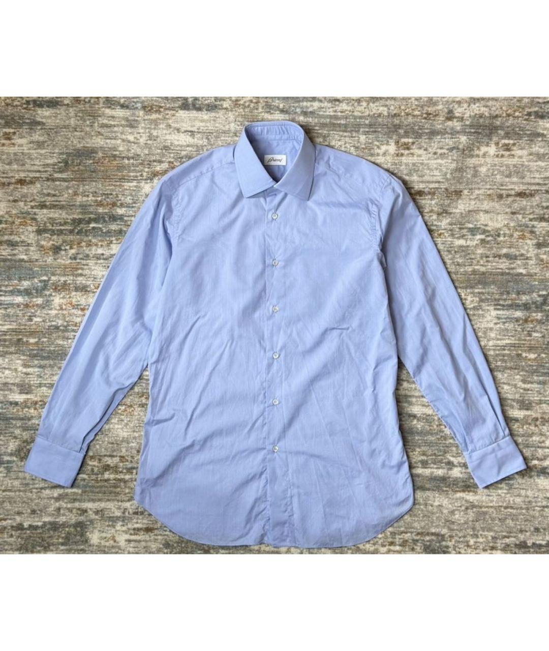 BRIONI Голубая хлопковая классическая рубашка, фото 7
