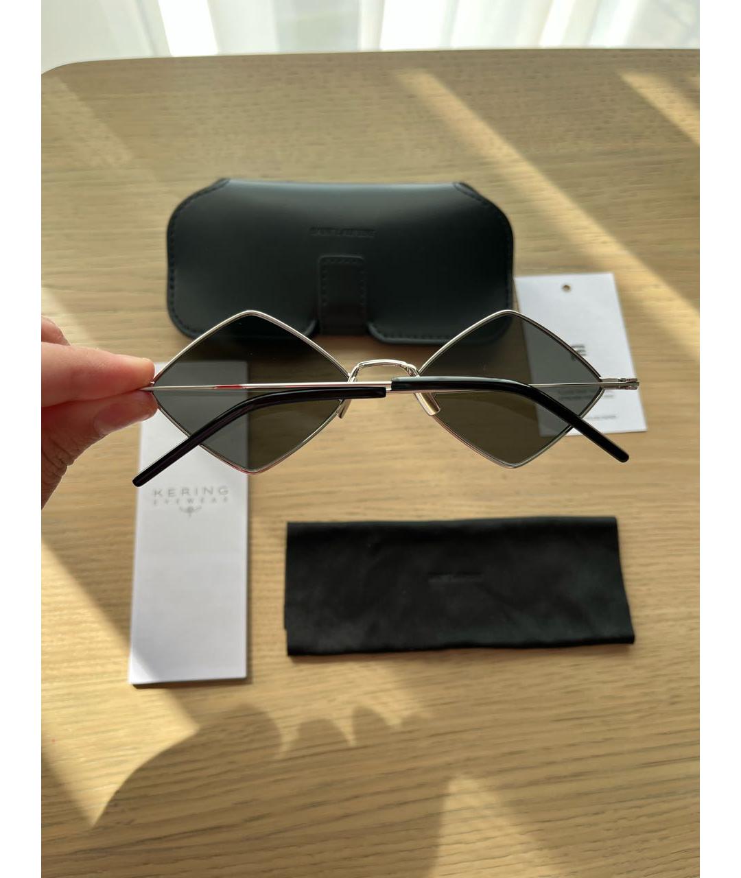 SAINT LAURENT Серебряные металлические солнцезащитные очки, фото 4