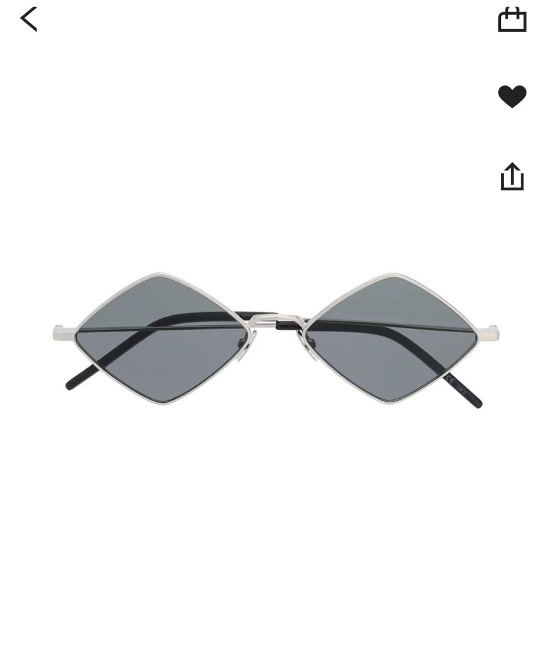 SAINT LAURENT Серебряные металлические солнцезащитные очки, фото 5