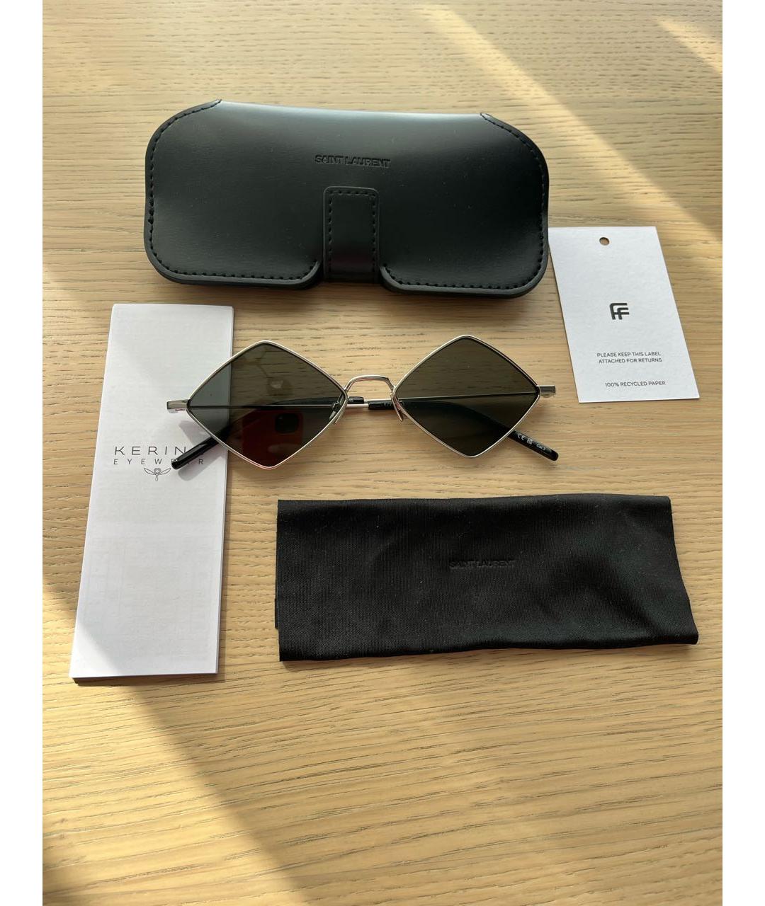 SAINT LAURENT Серебряные металлические солнцезащитные очки, фото 2