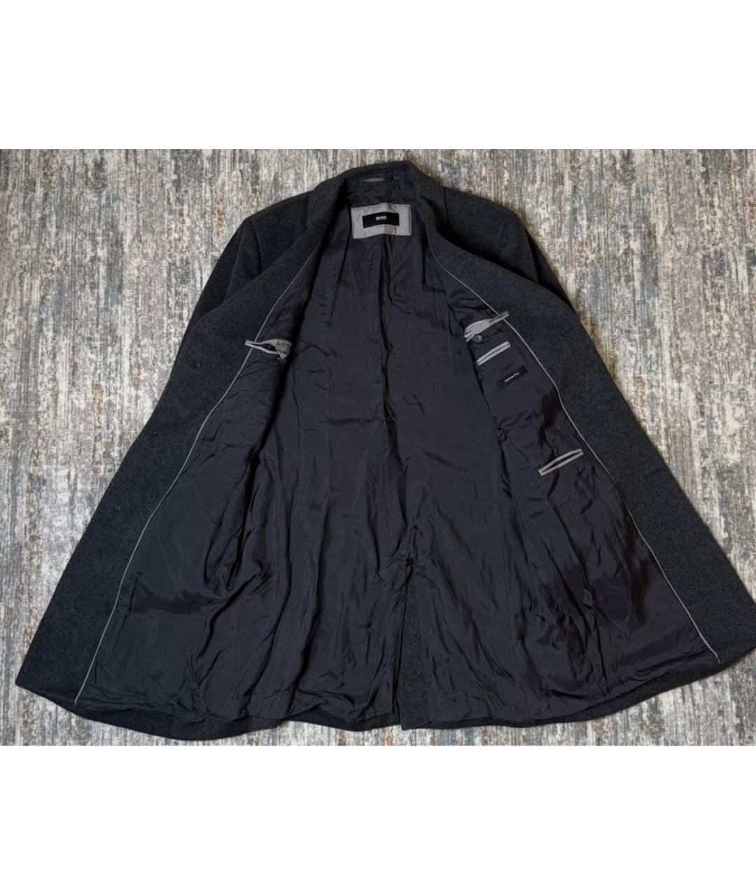 HUGO BOSS Серое шерстяное пальто, фото 4