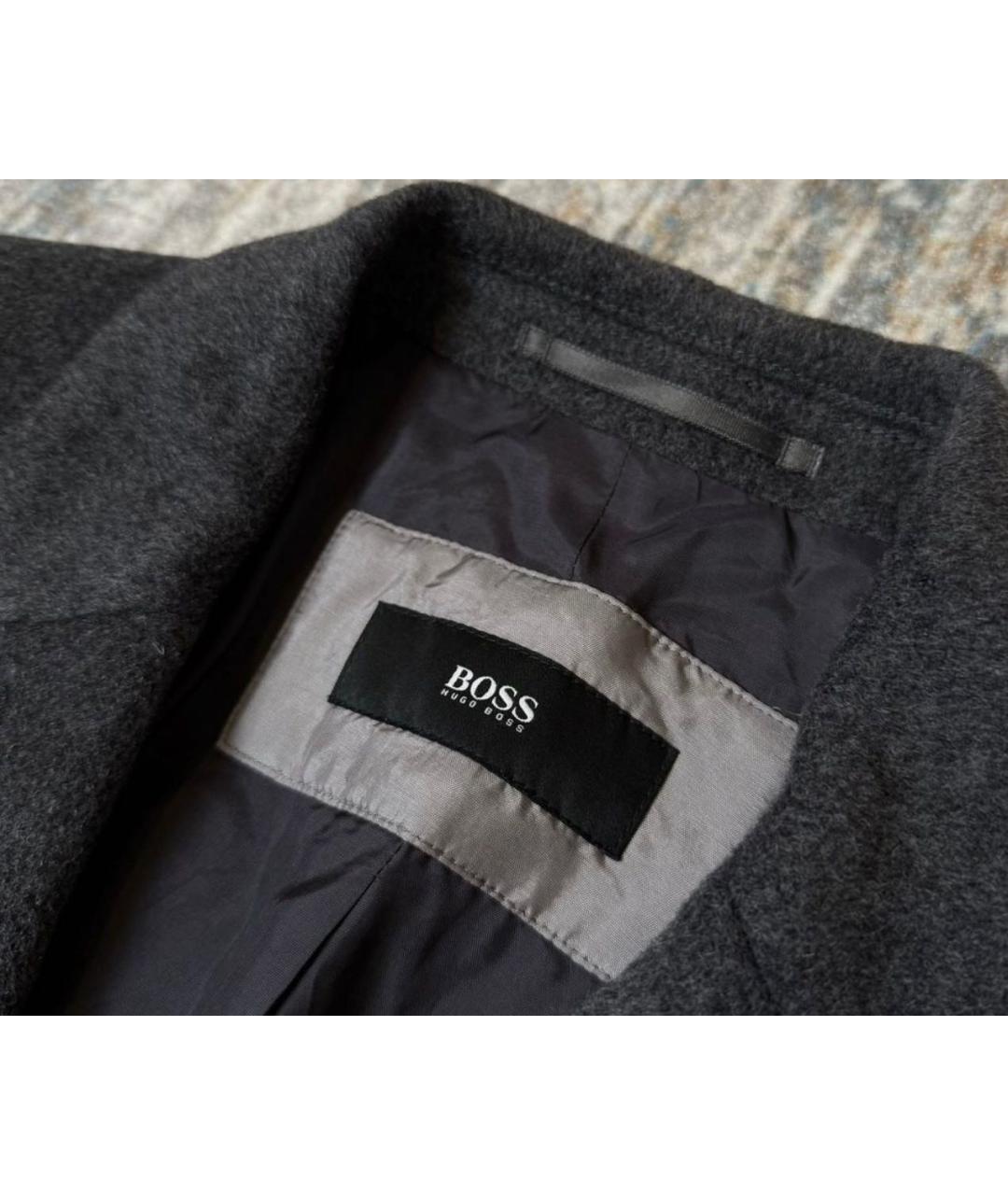 HUGO BOSS Серое шерстяное пальто, фото 3
