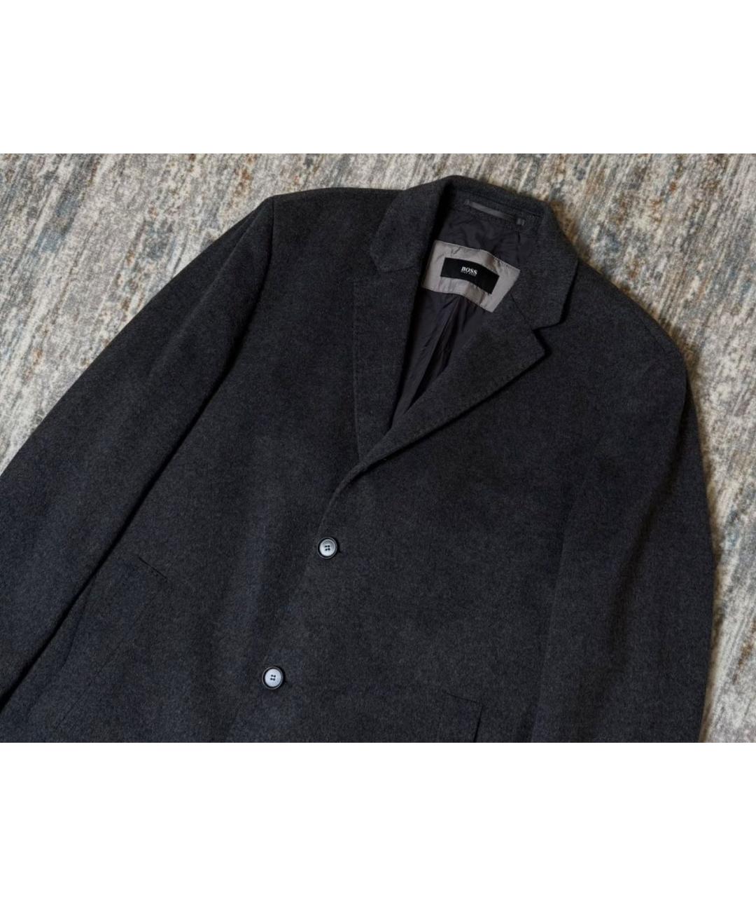 HUGO BOSS Серое шерстяное пальто, фото 2
