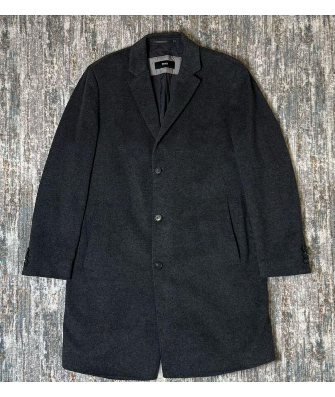 HUGO BOSS Серое шерстяное пальто, фото 9