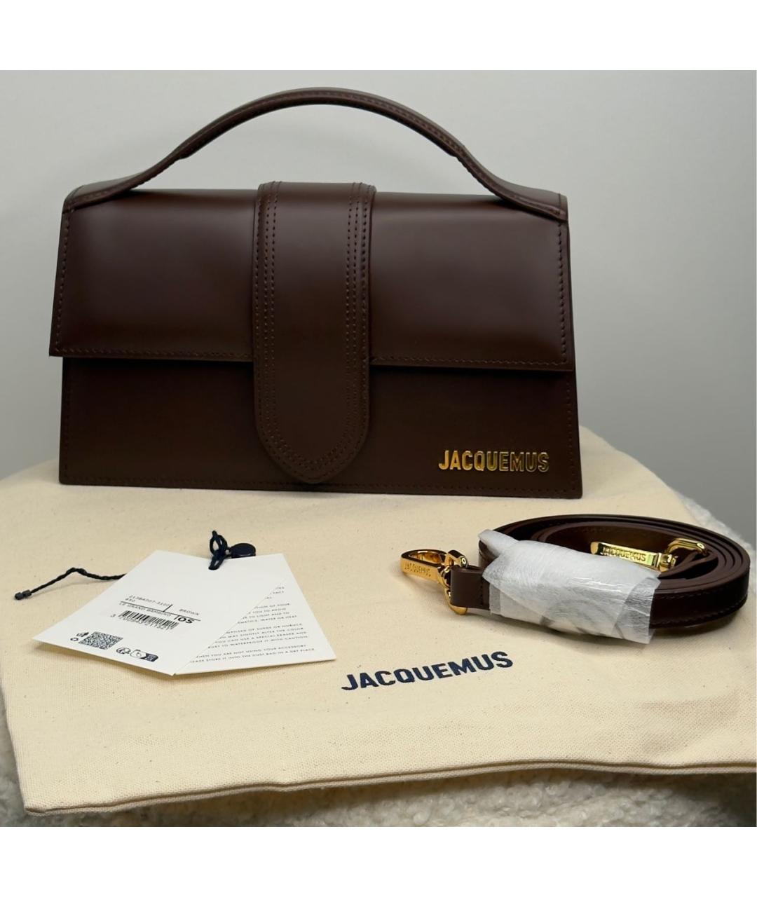 JACQUEMUS Коричневая кожаная сумка через плечо, фото 5