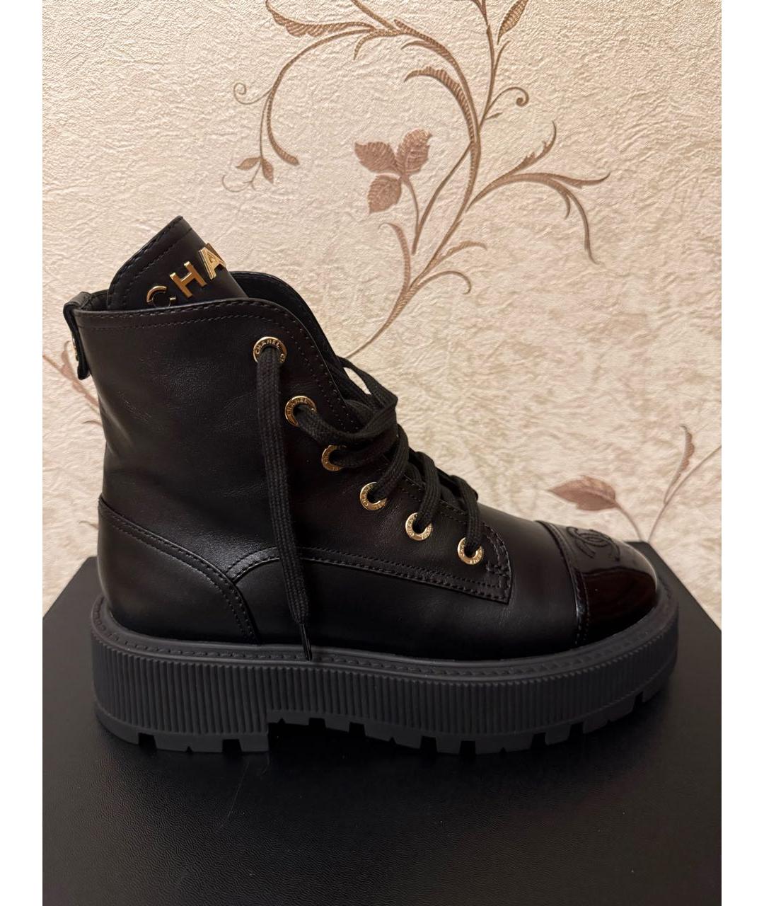 CHANEL Черные кожаные ботинки, фото 5