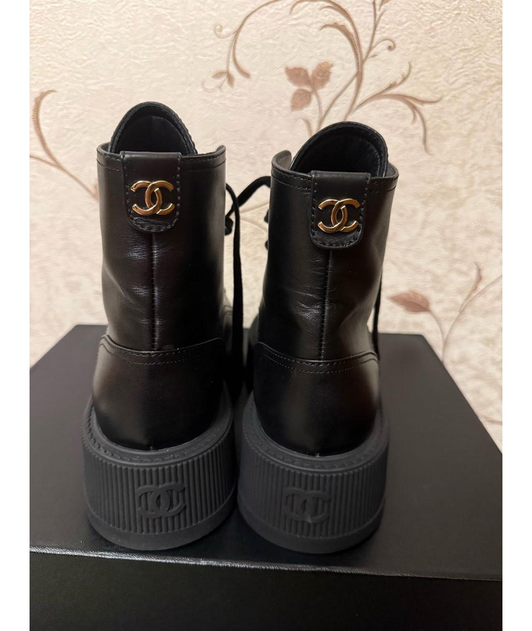 CHANEL Черные кожаные ботинки, фото 4
