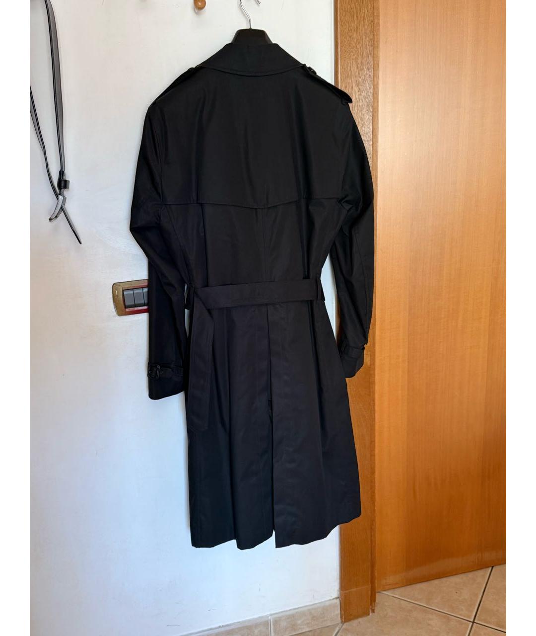 BURBERRY Черный хлопковый тренч / плащ, фото 2