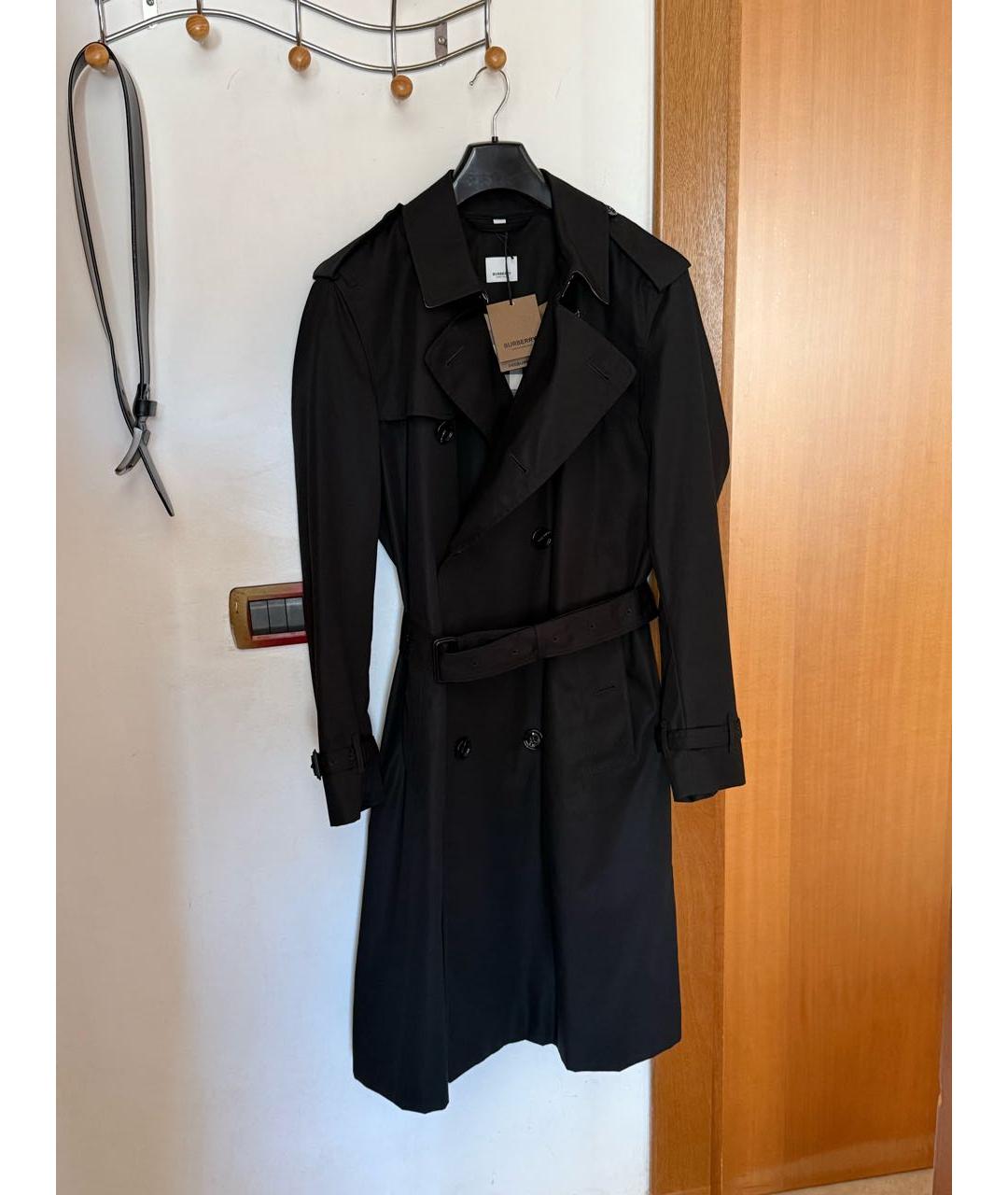 BURBERRY Черный хлопковый тренч / плащ, фото 5