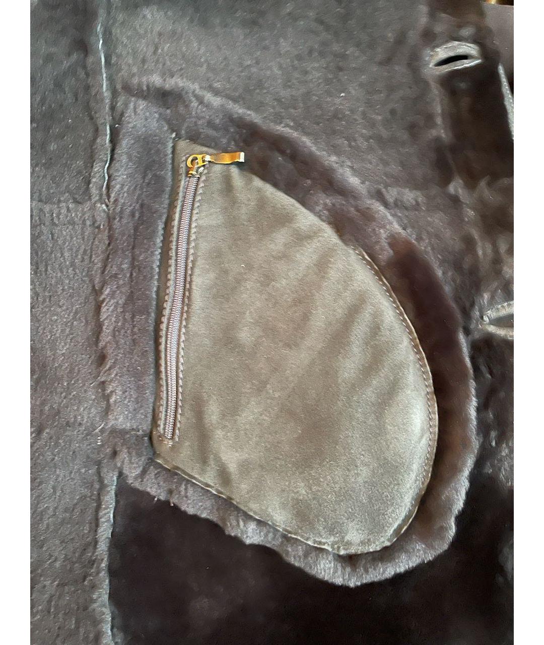 UOMO COLLEZIONI Антрацитовая кожаная дубленка/шуба, фото 5