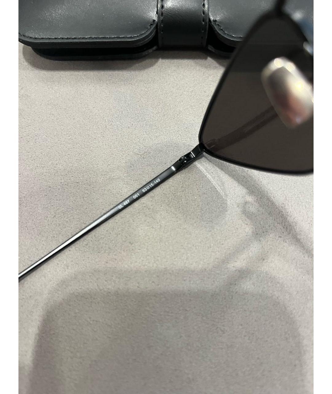 SAINT LAURENT Черные металлические солнцезащитные очки, фото 5