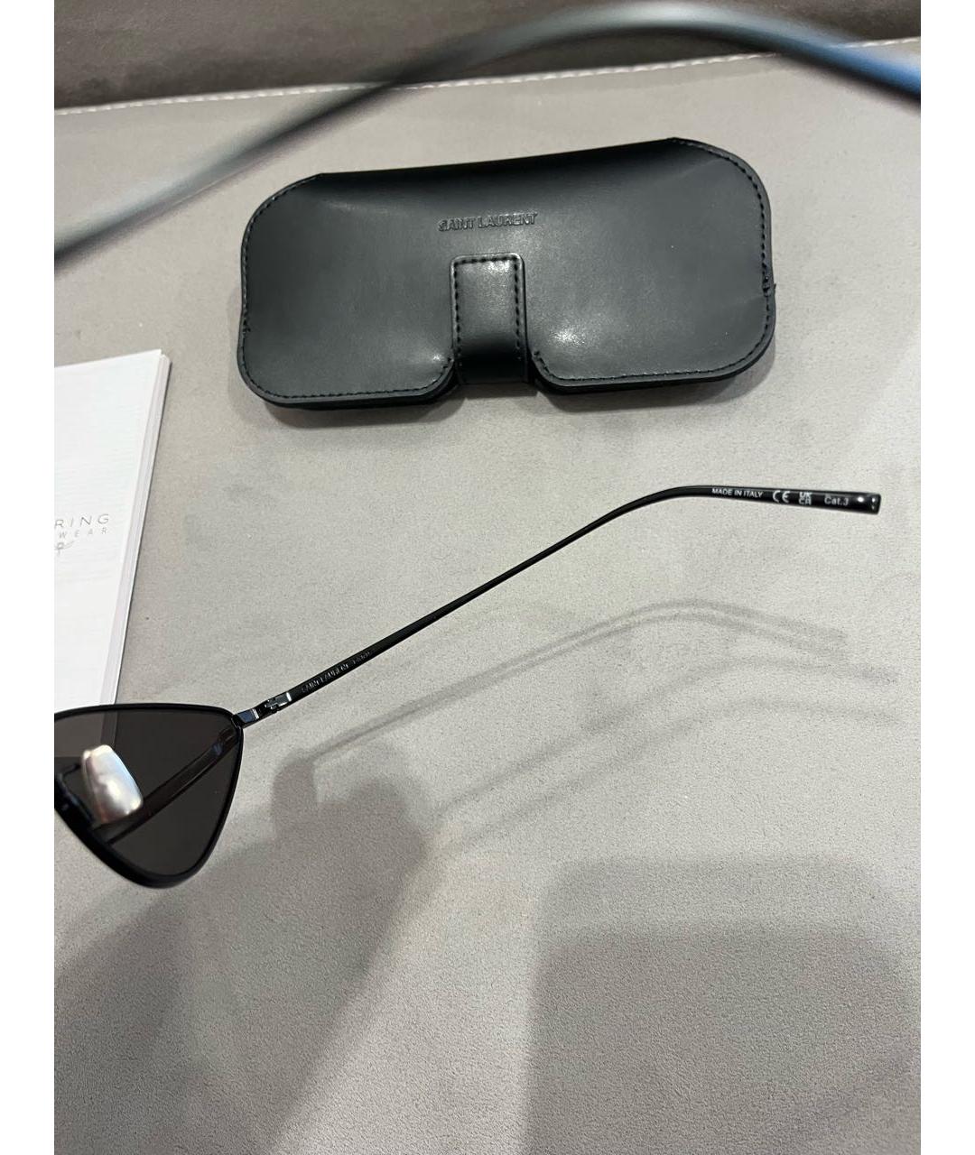 SAINT LAURENT Черные металлические солнцезащитные очки, фото 6