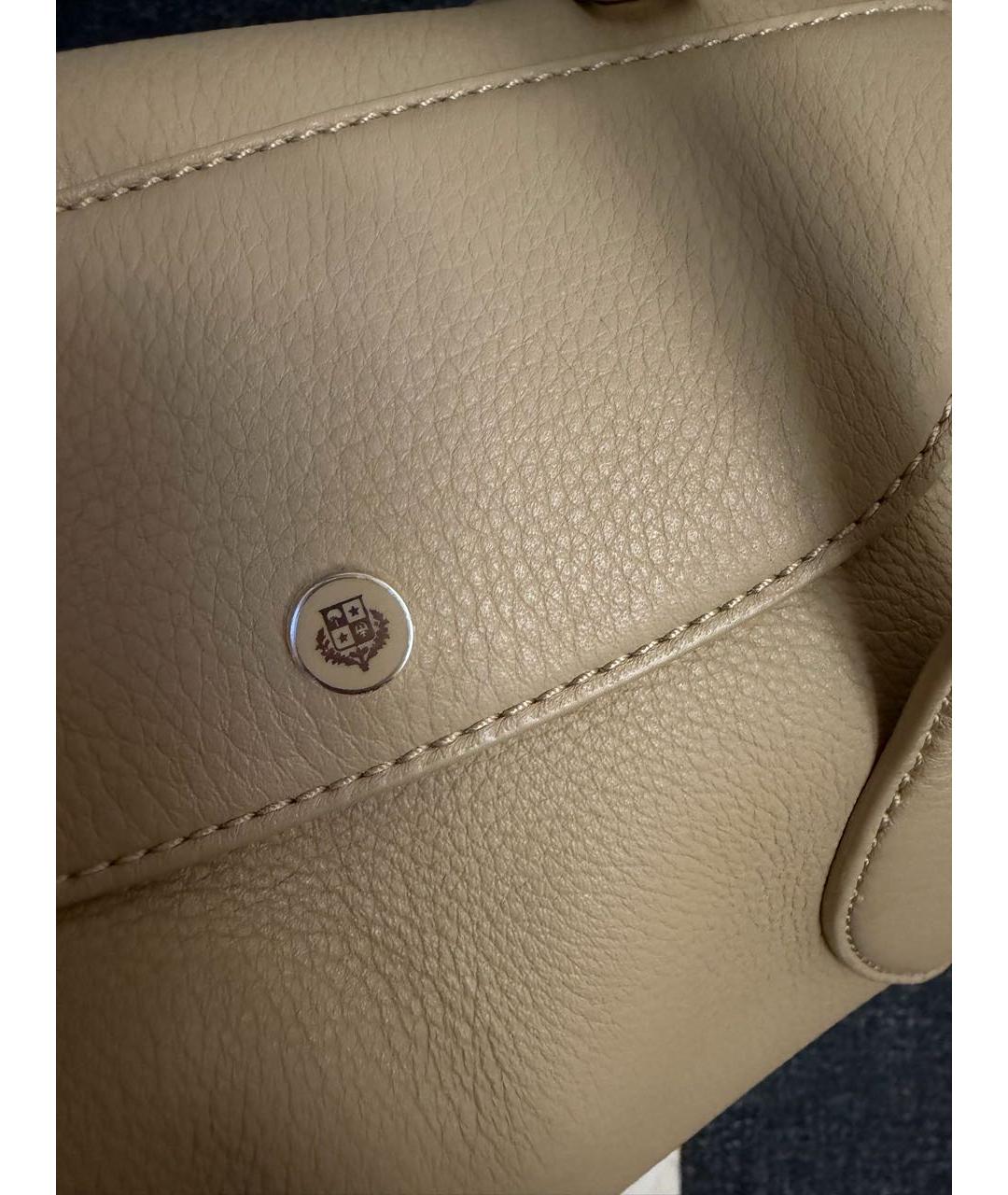 LORO PIANA Бежевая кожаная сумка с короткими ручками, фото 7
