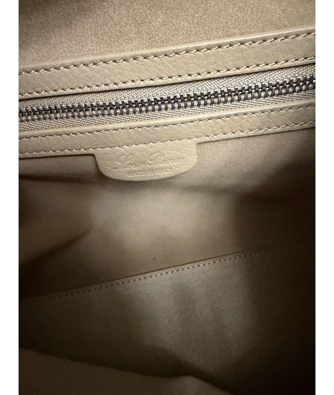 LORO PIANA Бежевая кожаная сумка с короткими ручками, фото 6