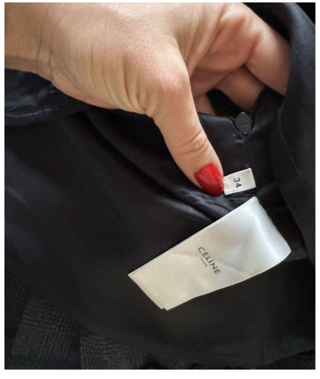 CELINE Серая шерстяная юбка мини, фото 5