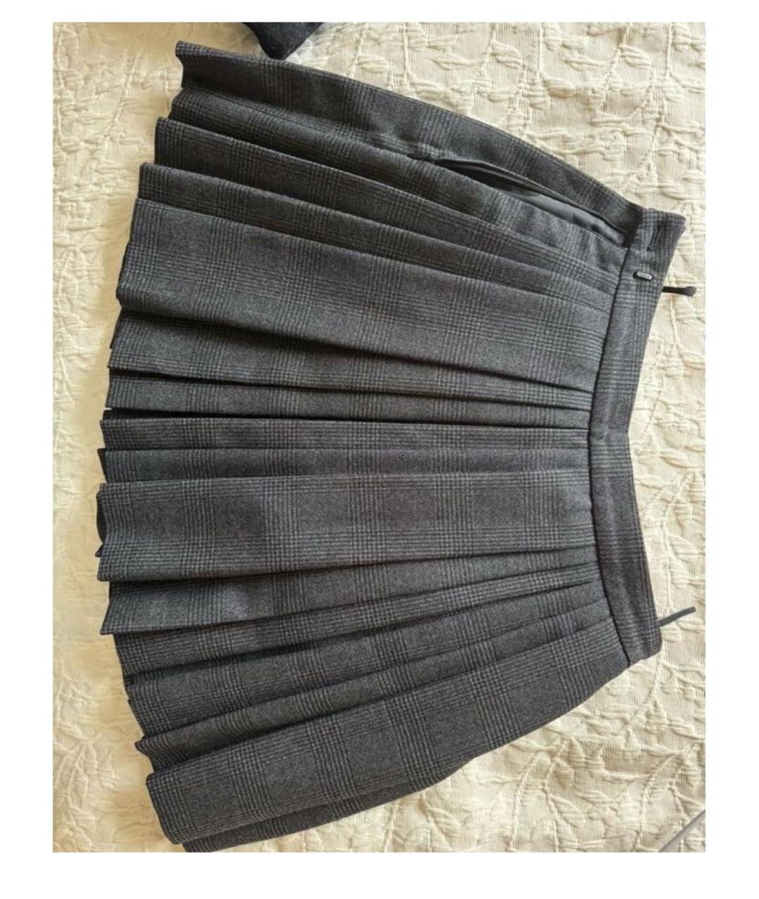 CELINE Серая шерстяная юбка мини, фото 6