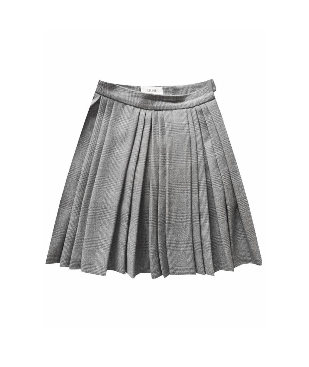CELINE Серая шерстяная юбка мини, фото 1