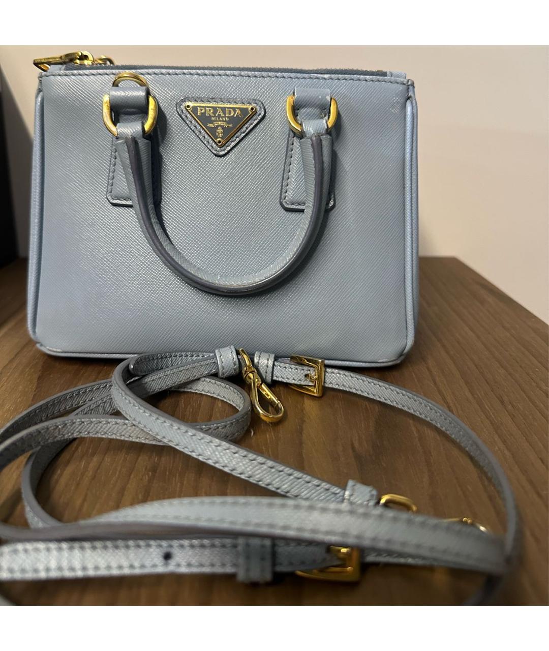 PRADA Голубая кожаная сумка через плечо, фото 5