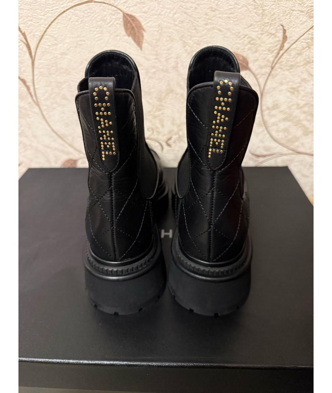 CHANEL Черные кожаные ботинки, фото 4