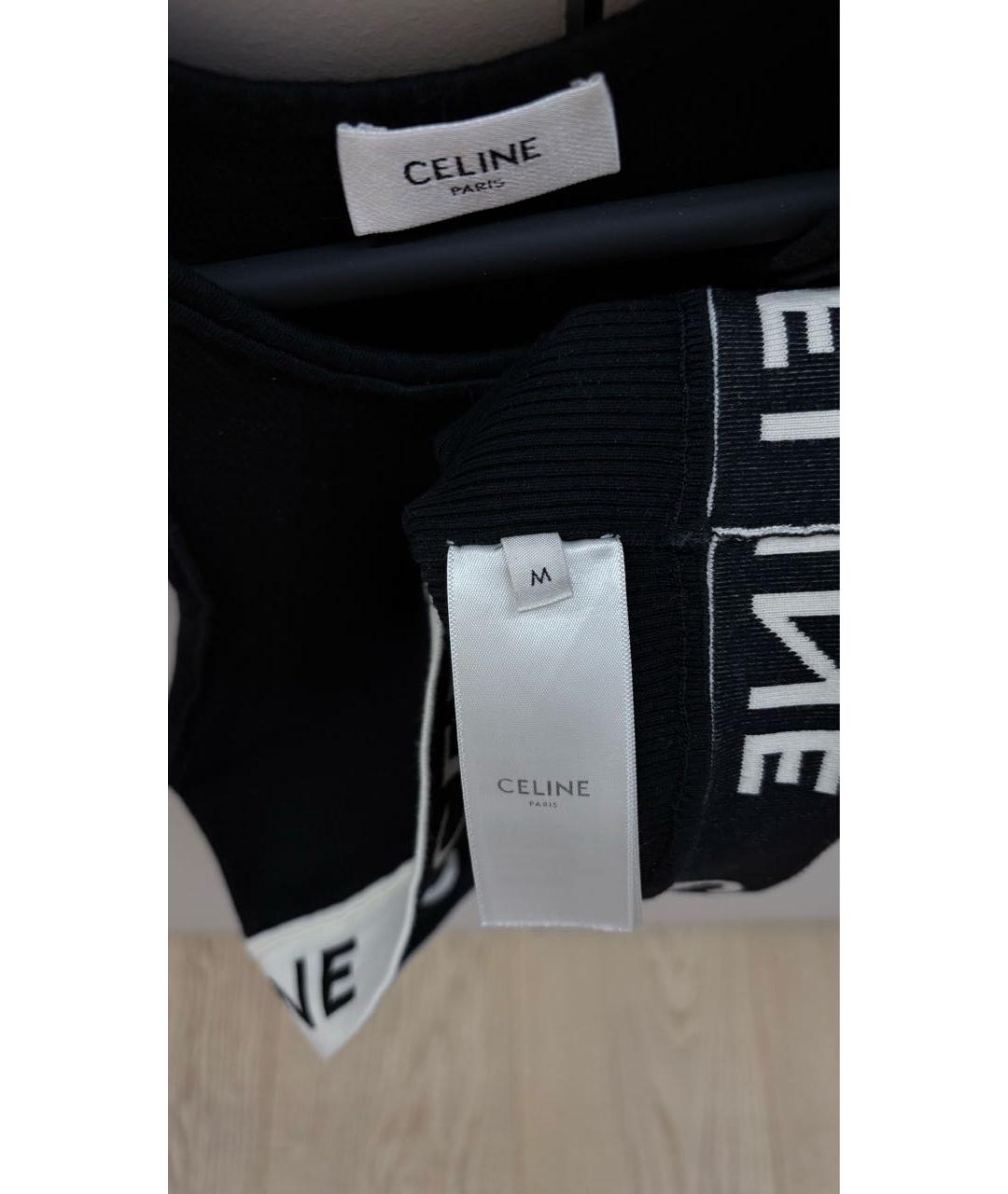 CELINE Черная хлопковая футболка, фото 2