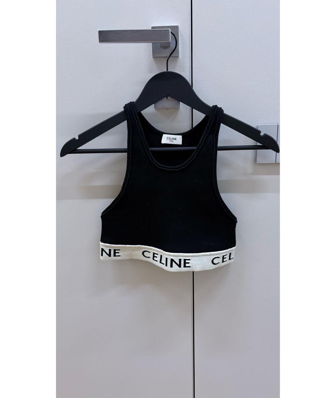 CELINE Черная хлопковая футболка, фото 3